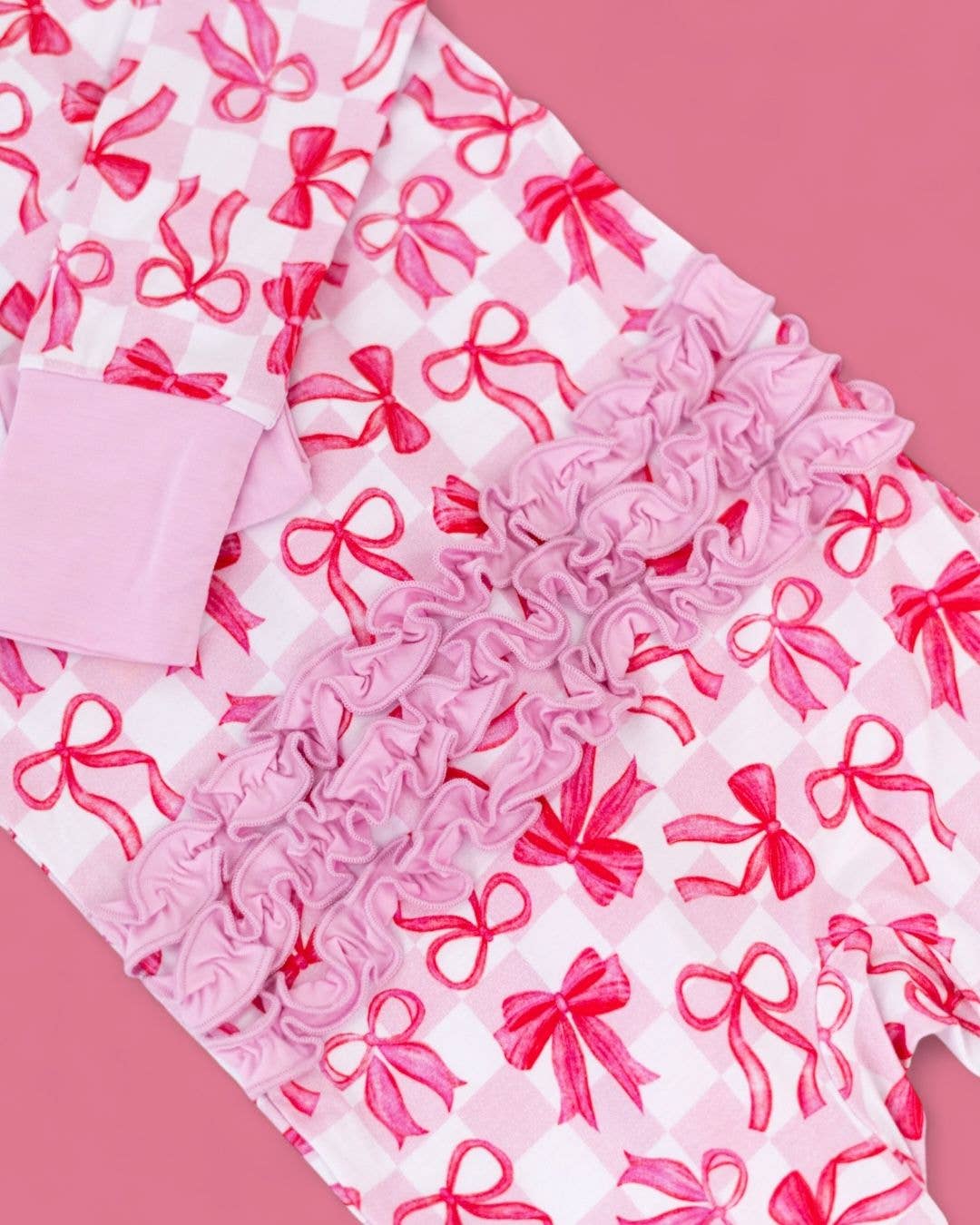 Dream Big Little Co. - Wholesale Jumpsuit - Baby - BOW CHECKERED CHARM DREAM RUFFLE ROMPER3