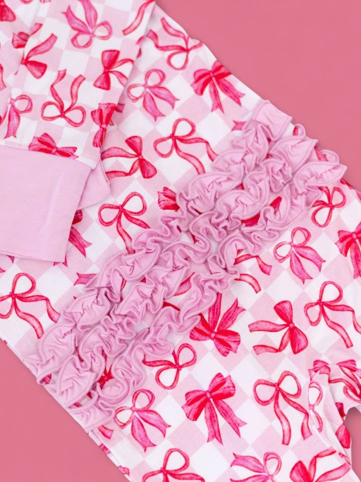 Dream Big Little Co. - Wholesale Jumpsuit - Baby - BOW CHECKERED CHARM DREAM RUFFLE ROMPER3