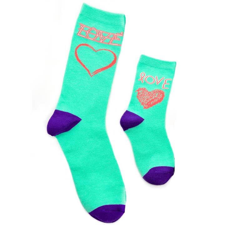 Set de 2 pares de calcetines Sidekicks Learn to Write Love - Mommy & Me para venta al por mayor de Boogie Toes