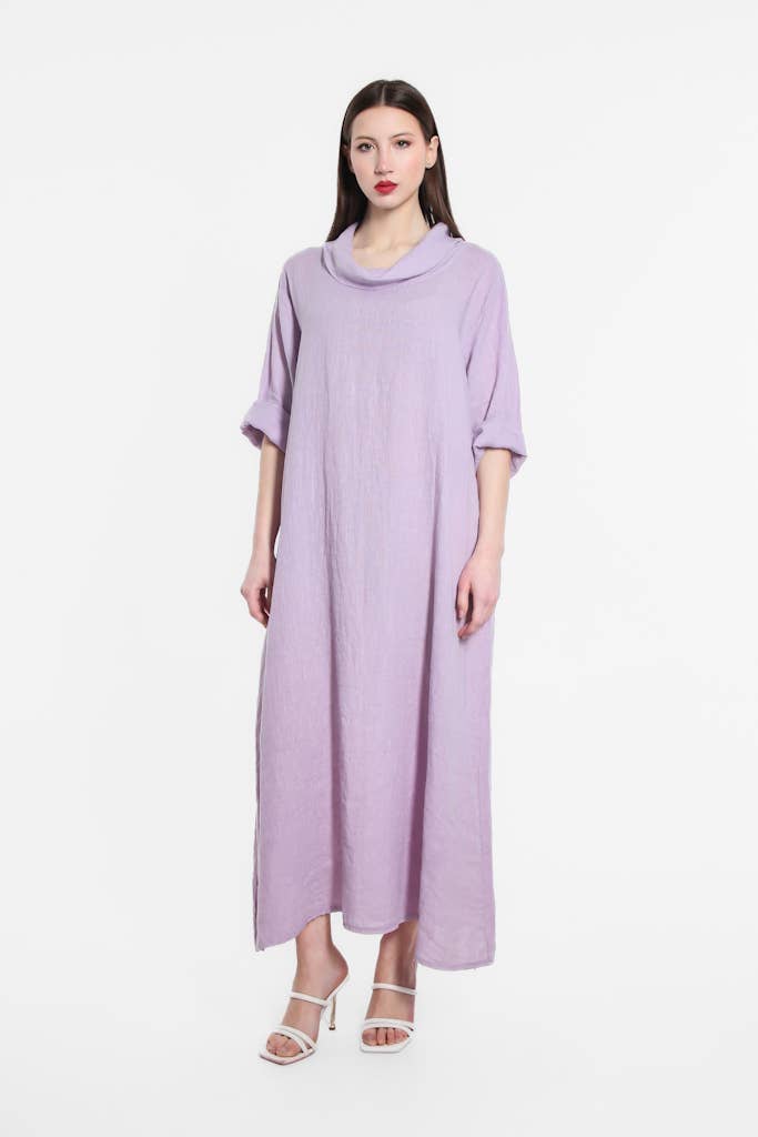 TINA Stephens Italy/Tees By Tina – wholesale Dress – Women's – Mara Cowl Neck Linen Maxi Dress (DQ103)10