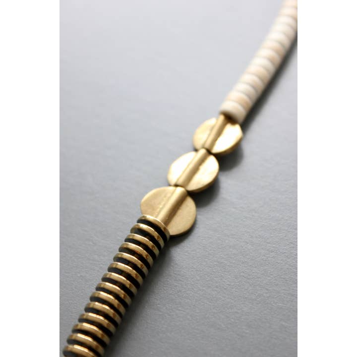 David Aubrey Jewelry - Wholesale Beaded/Pearl Necklace - ISL126 Gold hematite and white disc necklace2