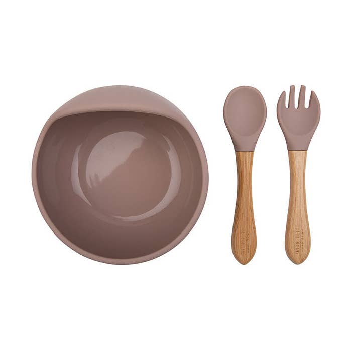 Siliconen Kom+Lepel/Vork - Fawn for engroshandel hos Little Indians