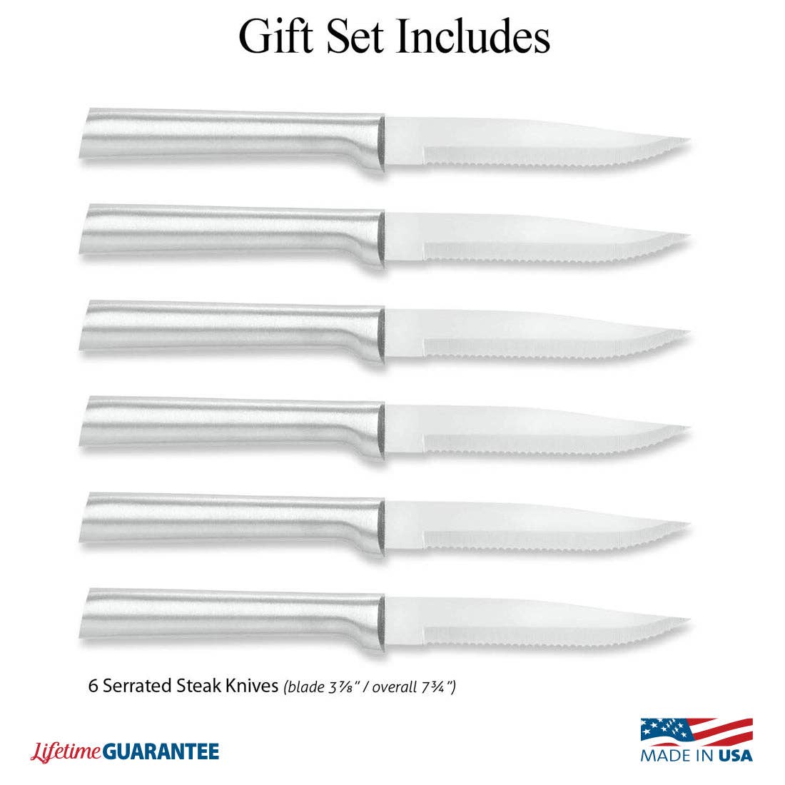 Rada Cutlery - Wholesale Knife Set - Silver Six Serrated Steak Knives Gift Set2