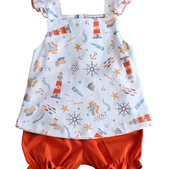 Set de bombones para bebé con estampado costero Pima Cotton para venta al por mayor de Marco and Lizzy