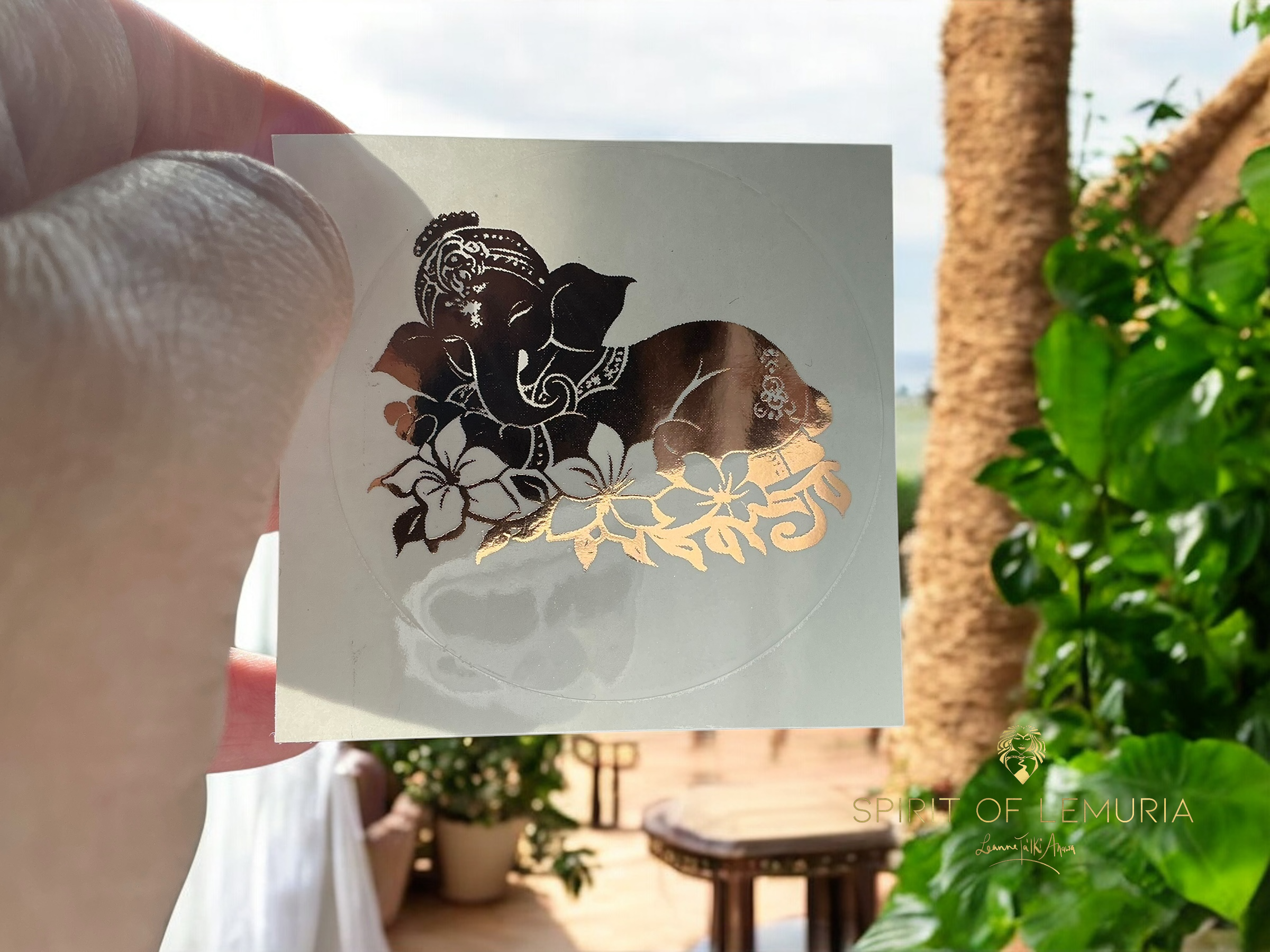 Spirit of Lemuria – wholesale Sticker – Ganesh Resting Foiled Sacred Geometry Sticker3