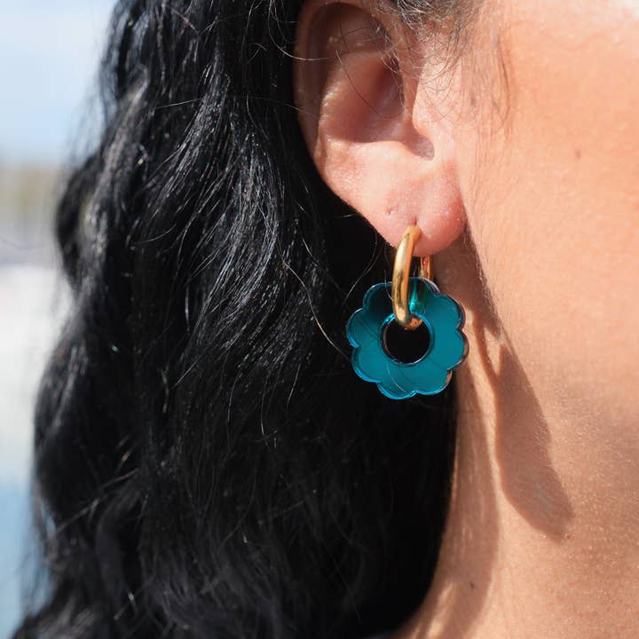 Studio Annette - Wholesale Hoop Earrings - Reversible Mirror Flower Hoop Earrings10