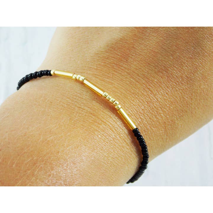 Ninolia - Wholesale Beaded Bracelet - Niece Gift from Aunt Niece Morse Code Bracelet Dainty Jewelry Small Gold Bracelet Elastic Bead Bracelet Distance Bracelets Niece Jewelry