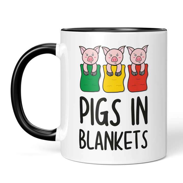 Pigs In Blankets Christmas Mug for wholesale by TeePee Creations