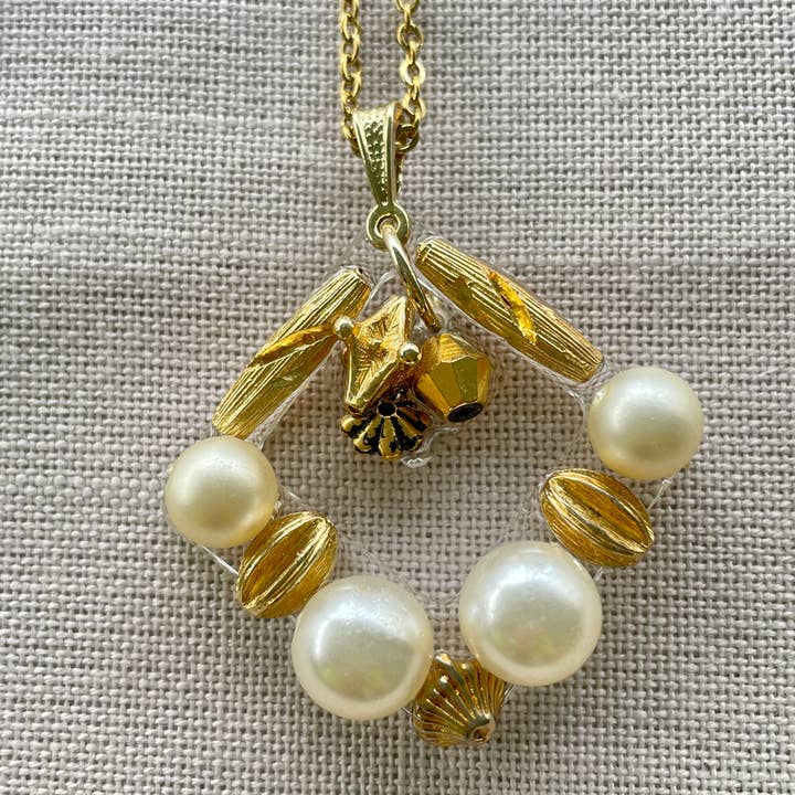 Gold & Four Pearls Pendant for wholesale by Retro Ruby Jewels