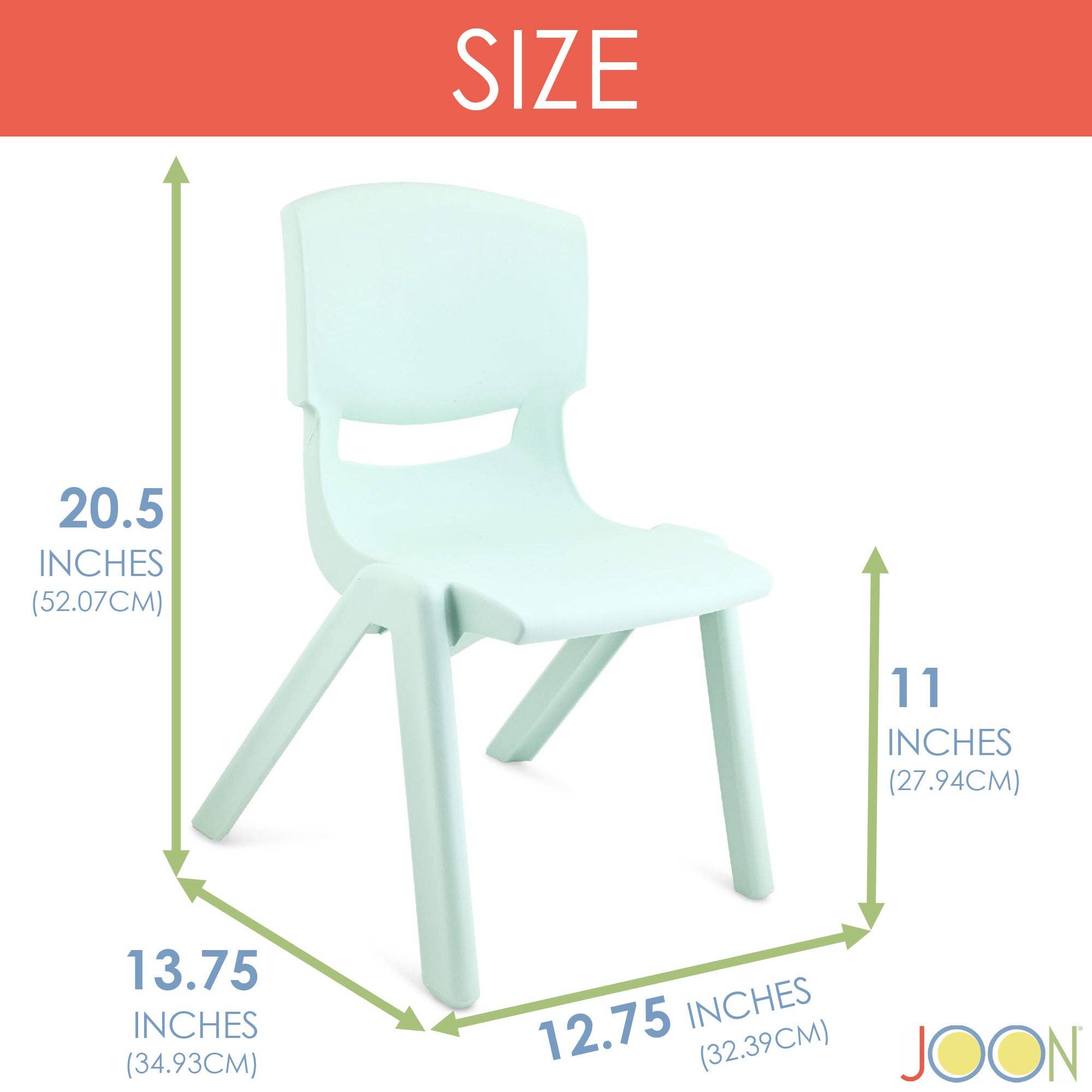 ShopBobbys - Wholesale Chair - Kids - JOON Stackable Plastic Kids Learning Chairs, Mint Green, 20.5x12.75X11 Inches, 2-Pack (Pack of 2)2