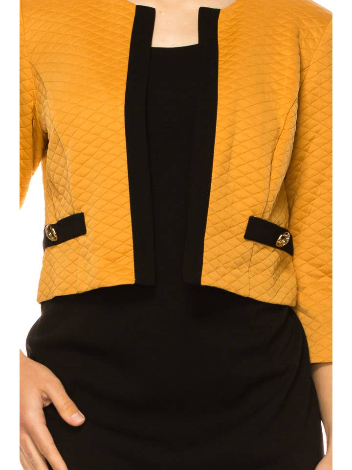 MUSTARD BLACK Studio One Sleeveless Sheath Cropped Jacket Dress for wholesale on Faire