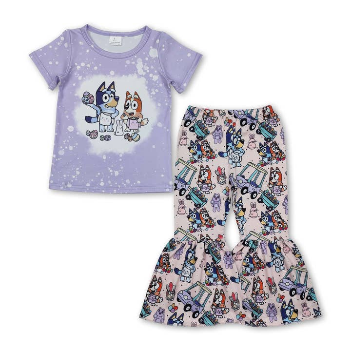 Yawoo Garments - Wholesale Dress - Kids - Lavender ruffle dog bunny eggs girls Easter dresses