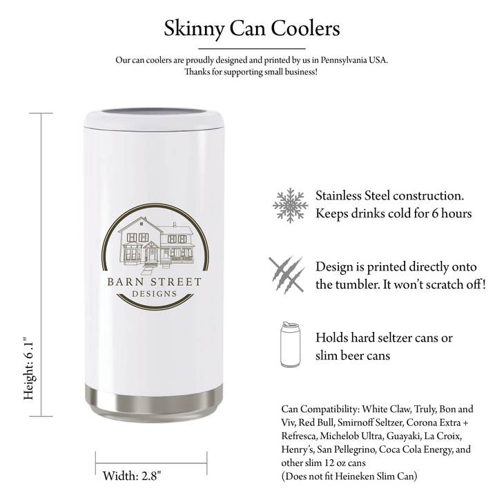 Skinny Can Cooler 12oz Koozie Stainless For White Claw Truly Hard Seltzer  Ultra
