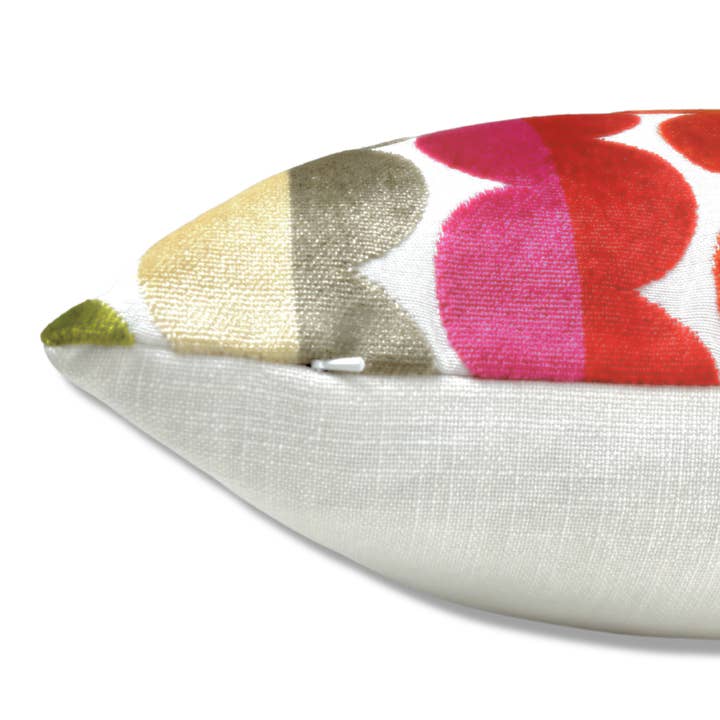 Multi Grace Dual-Tone Stripe Scalloped Cut Velvet Throw Pillow for wholesale on Faire2