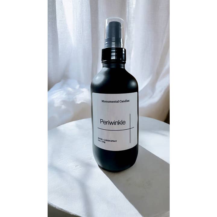 Periwinkle Matte Black Room/Linen Spray for wholesale by Monumental Candles LLC
