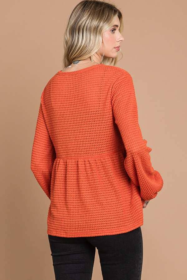 Culture Code - Wholesale Knit Top - Women's - CHT1821L - BUTTON DOWN RUCHING DETAIL LSLV TOP15