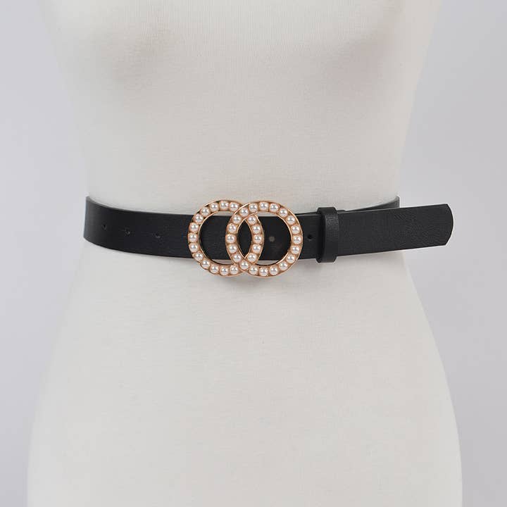 3AM BY H&D ACCESSORIES - Wholesale Belt - Women's - Double Loop Pearl Buckle Belt