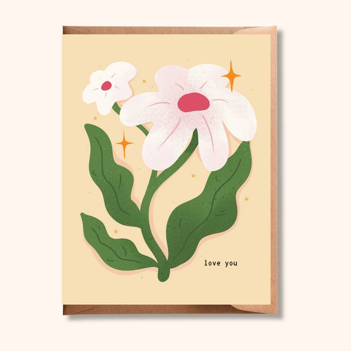 Tarjeta de Felicitación Te Quiero | Ilustración de Flor de Margarita Blanca para venta al por mayor de Brush + Bird Paper Co.