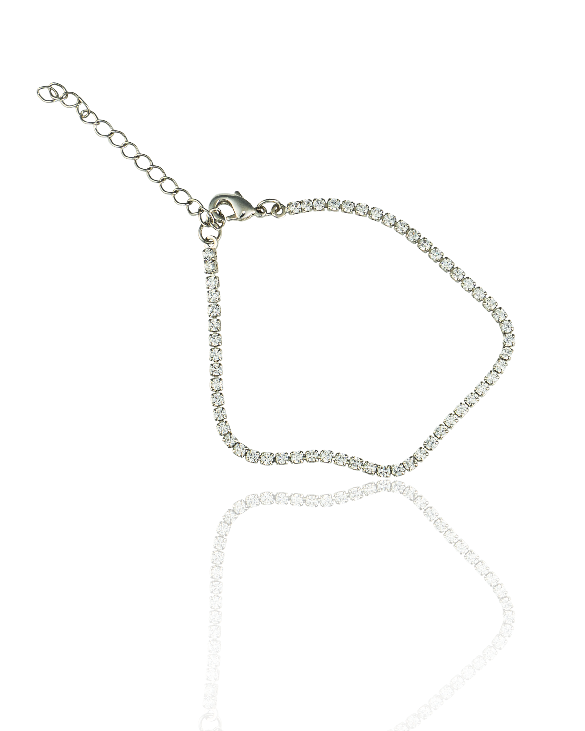 MIA Jewelry - Venta al por mayor Pulseras de cadenas y eslabones - Pulsera de piedras cúbicas redondas transparentes delicadas de 2 mm (I100)1