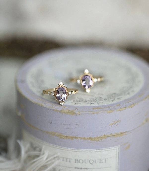 happyzzzsu - Wholesale Multi-Stone Ring - 925 Sterling Silver Gold Plated Amethyst Ring4