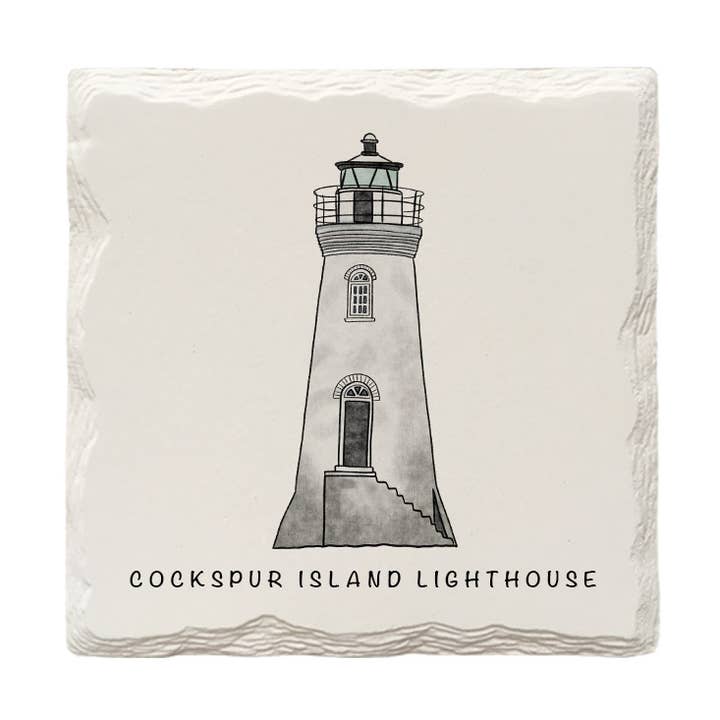 Cockspur Island Lighthouse, GA | Hand-Drawn | Drink Coaster for wholesale by The Doodle Brand