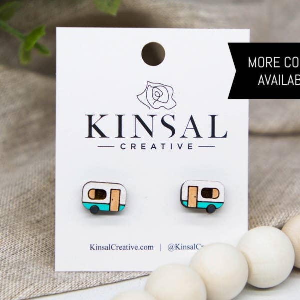 Aretes de madera Camper para venta al por mayor de Kinsal Creative