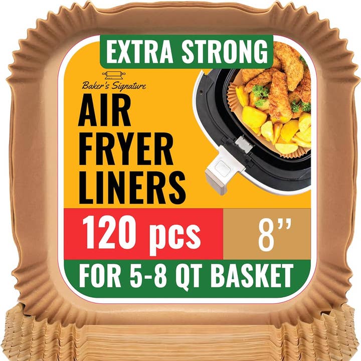 Air Fryer Paper Liners, 120Pcs Air Fryer Disposable Liners, Non-Stick and Oil Proof for Easy Cleanup, 8” Square for 5-8 qt Basket by Baker's Signature and other Purchase Wholesale oven liners. Free Returns & Net 60 Terms on Faire trending on Faire.