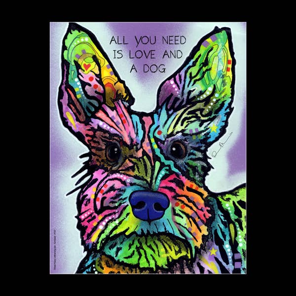 Schnauzer - All You Need Is Love and a Dog - Stampe opache pronte da incorniciare, 40,6 x 50,8 cm, raffiguranti l'opera d'arte di Dean Russo per la vendita all'ingrosso da parte di SJT Enterprises, Inc.