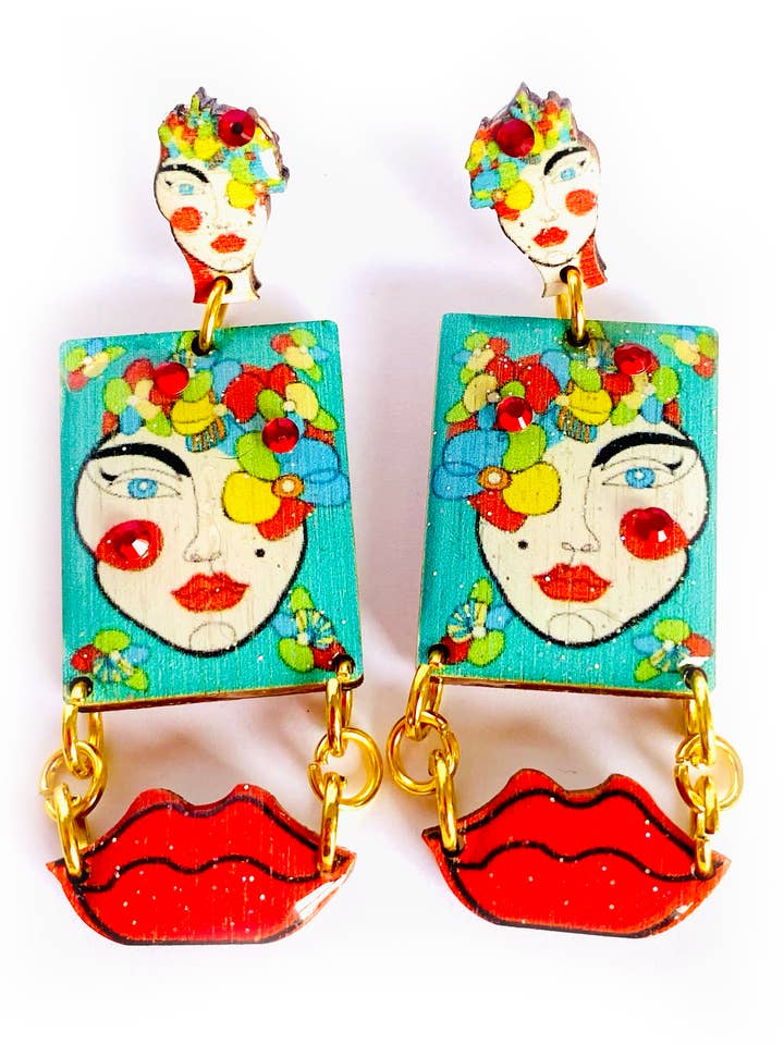 face statement earrings jewellery uk unusual earring for wholesale by Rosie Rose Parker