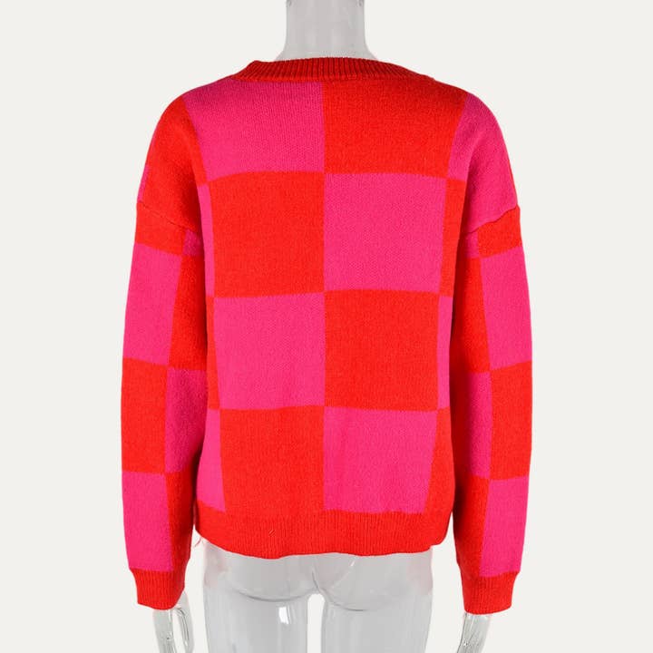 The Moment Collection - Wholesale Cardigan - Women's - Trendy Geometrical Pattern Button-Up Cardigan Sweater