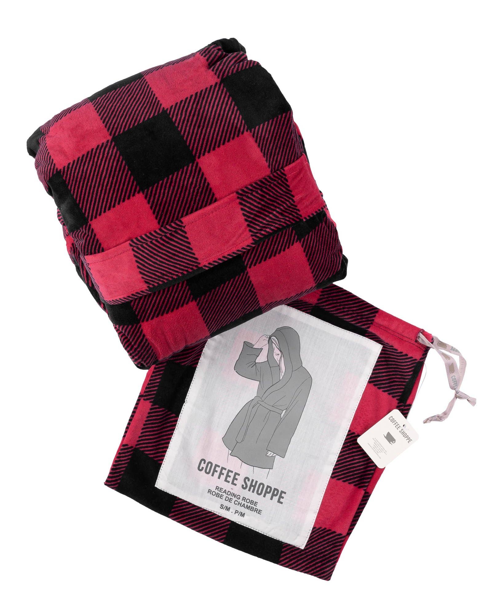 LATTELOVE – wholesale Robe – Women's – Coffee Shoppe Micropolar Fleece Print Plaid Lounge Robe5