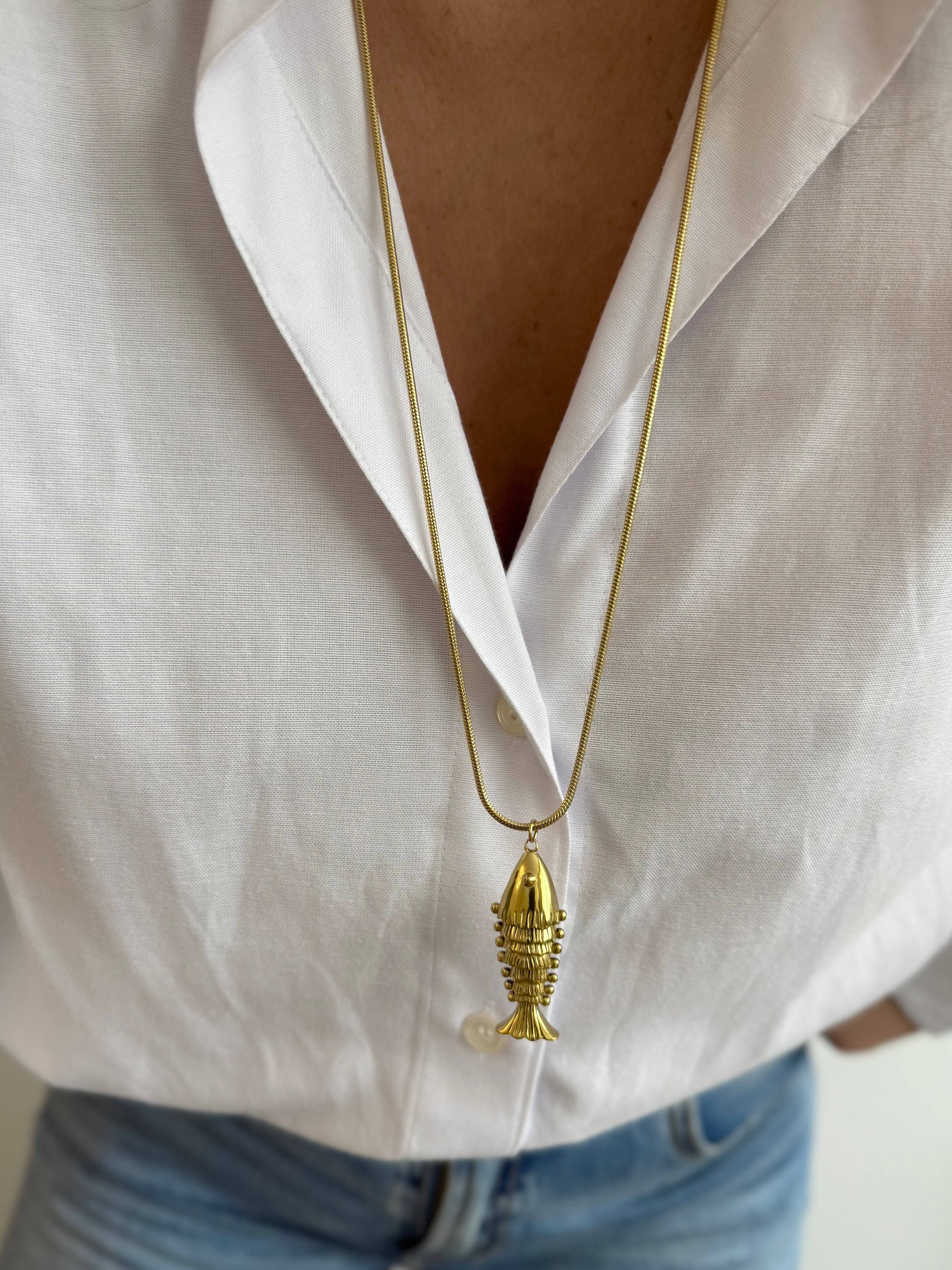 A.B. Paris - Wholesale Pendant/Charm Necklace - Big Fish Necklace - gold or silver6