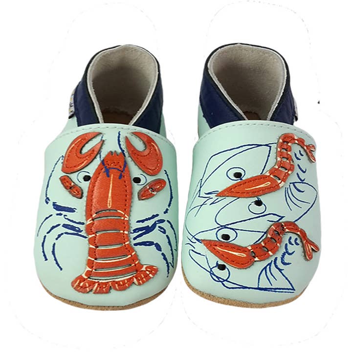 Baby leather slippers - Lobster for wholesale by LAIT ET MIEL