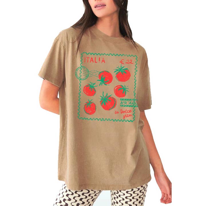 HRTandLUV - Wholesale T-Shirt (Graphic) - Women's - ITALIA AIR MAIL WASHED GRAPHIC TEE