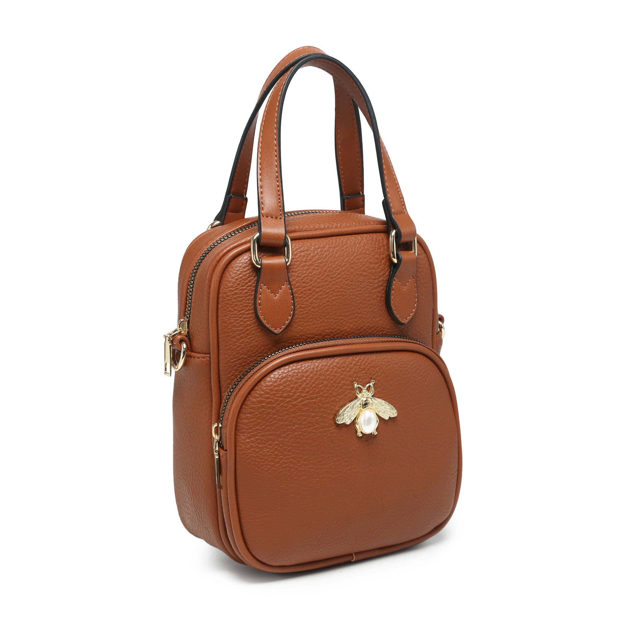 Papaya Fashion Ltd - Venta al por mayor Bandolera - Mujer - B23021-Bee Badge Bolso bandolera con cremallera en la parte superior y bolsa de agarre6