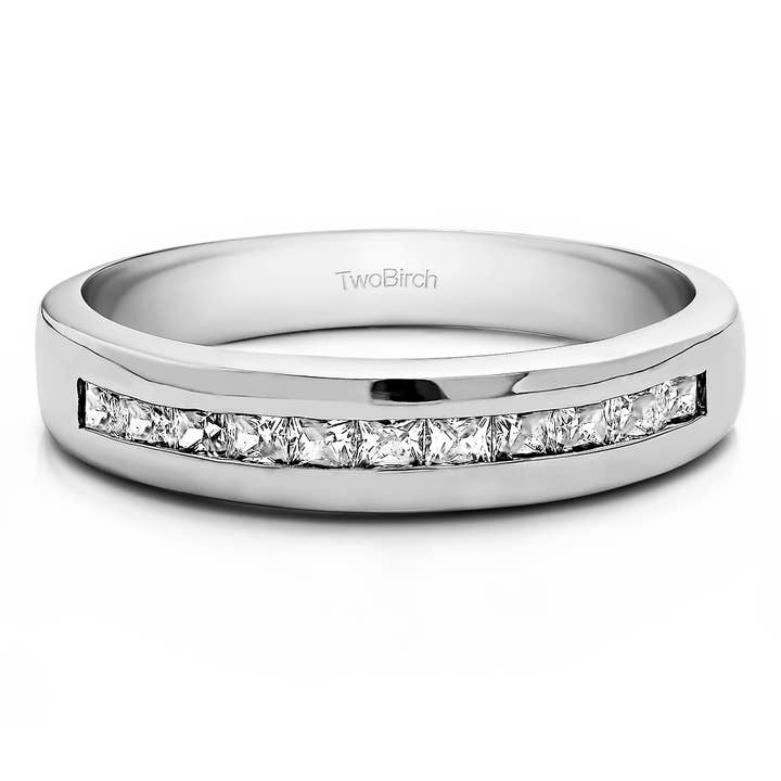 .48 CT Twelve Stone Set Princess Cut Men's Ring 925 Silver for wholesale by TwoBirch