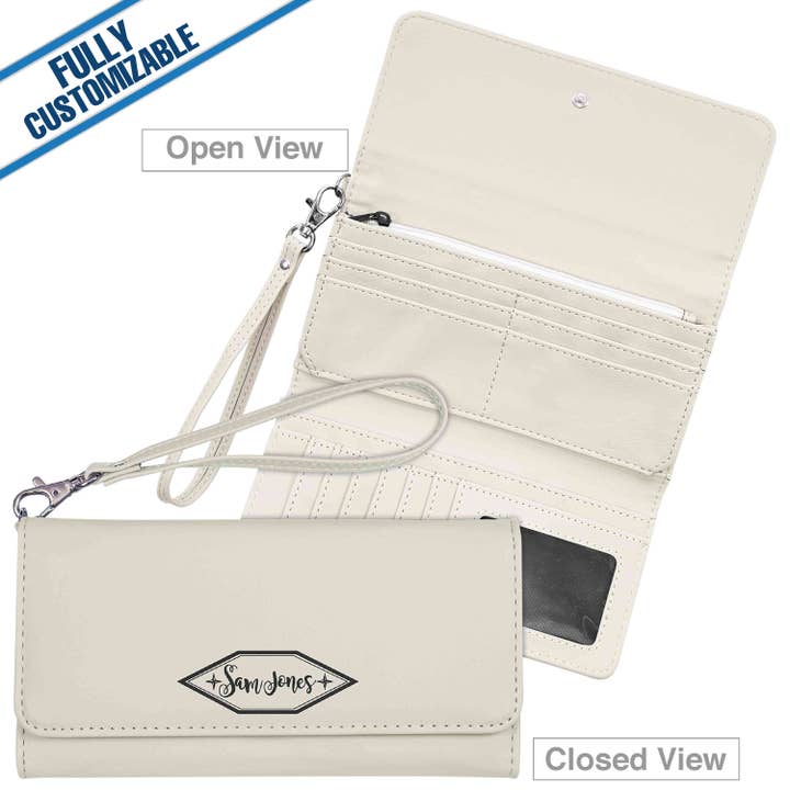 GiftWorksPlus - Wholesale Wallet - Unisex - Engraved Leatherette Long Wallet - Strap -Fully Customizable8