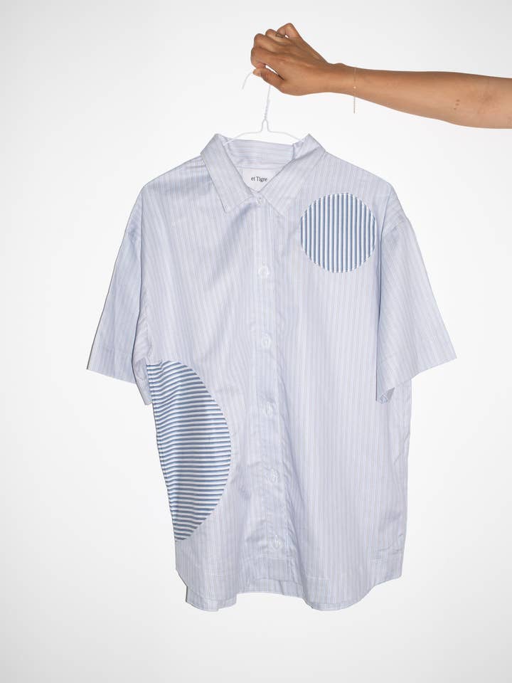 Jeff Top in Blauw + Multi Streep voor wholesale door et Tigre