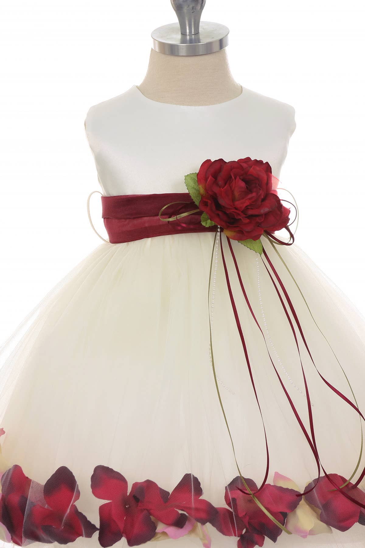 Kid's Dream - Wholesale Dress - Baby - Satin Flower Petal Baby Dress with Organza Sash5