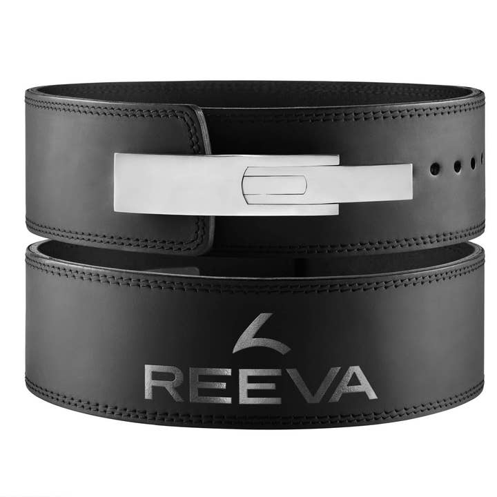 Reeva Europe – wholesale Träningsutrustning – Svart läder styrketräning bälte med rostfritt stål Buckl