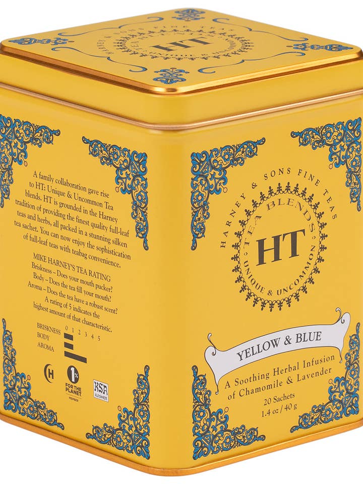 Yellow & Blue, HT Tin of 20 Sachets for wholesale by Harney & Sons Fine Teas
