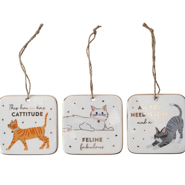 CGB Giftware - Wholesale Ornamentset - Cool Cat 6 verschillende keramische hangers in schaal4