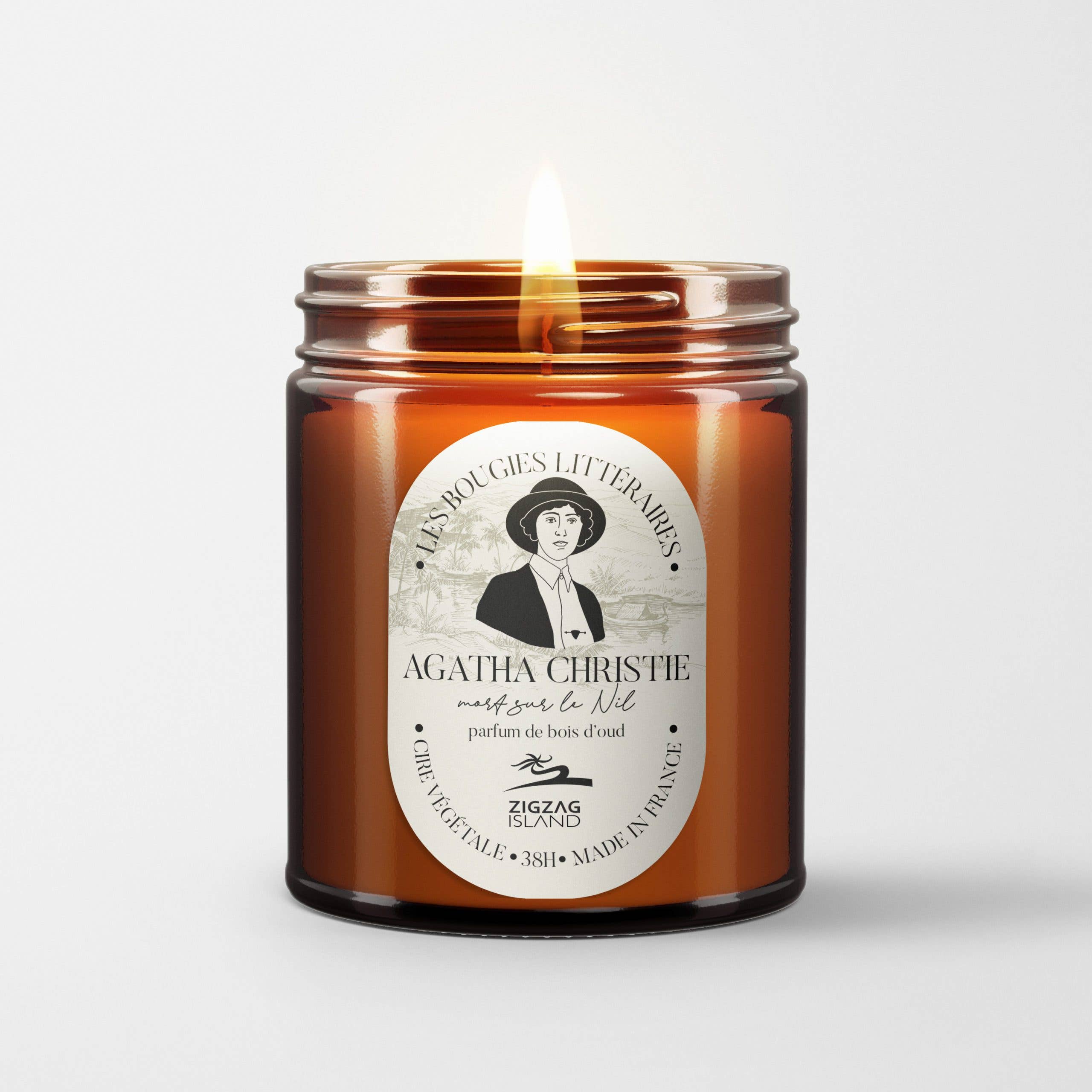 Zigzag Island - Wholesale Jar/Filled Candle - Apothecary jar candle "Agatha Christie" Made in Lille