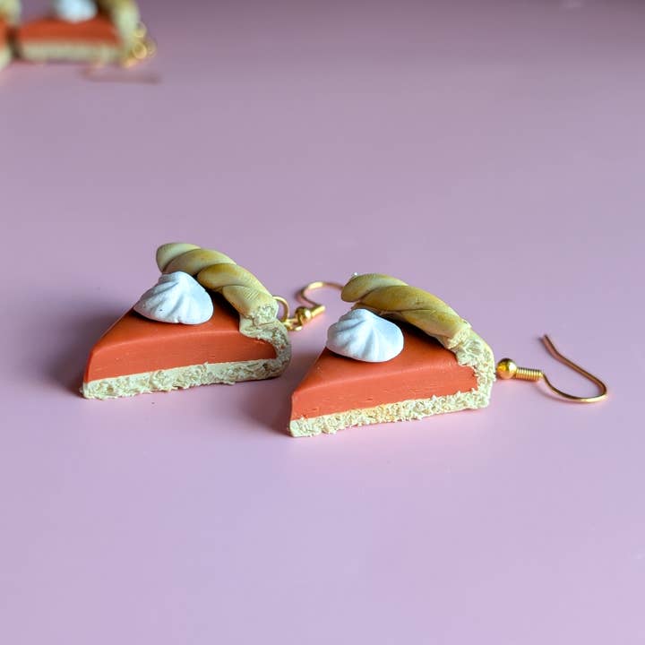 Pumpkin Pie earrings kitschy fall food jewelry cute for wholesale by Luxe Trauma