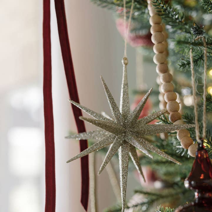 CG Hunter - Wholesale Ornament - 6" Gold Glitter Starburst Ornament - Set of 4