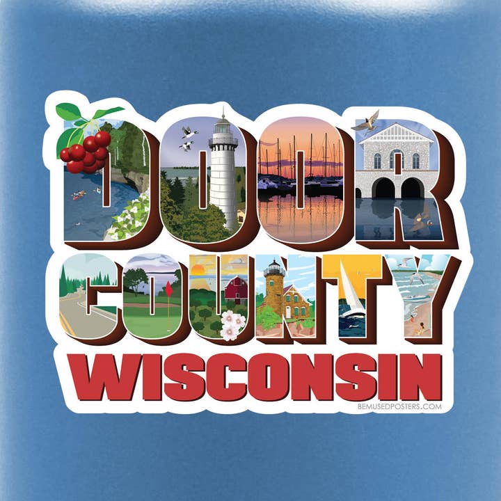 Greetings from Door County Sticker for wholesale by Bemused Creative