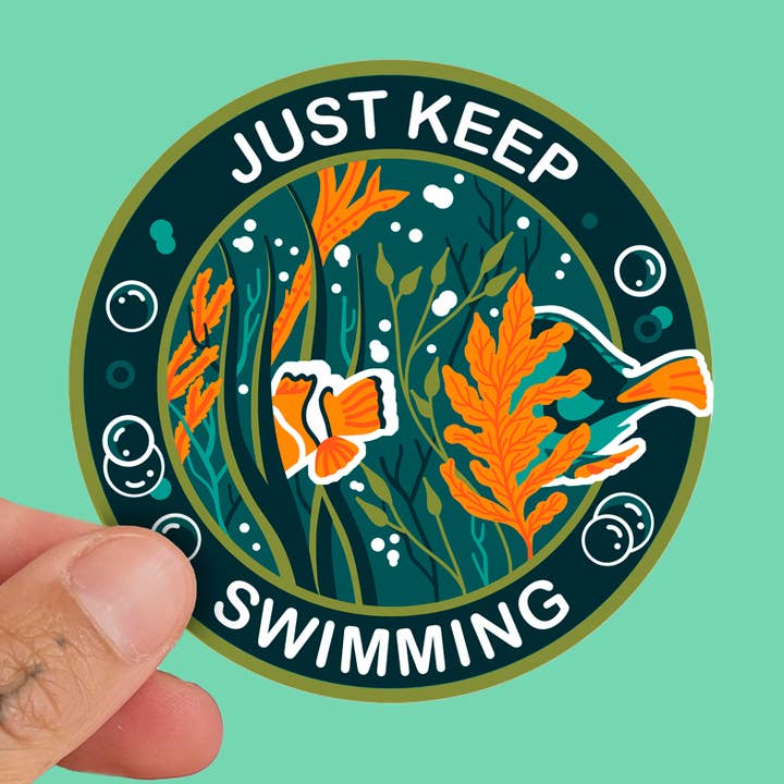 Just Keep Swimming Sticker for wholesale by La Barbuda - No U.S. custom fees