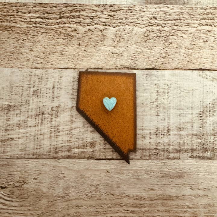 Universal Ironworks USA - Wholesale Magnet - Nevada State shape Magnet with Faux Turquoise Heart