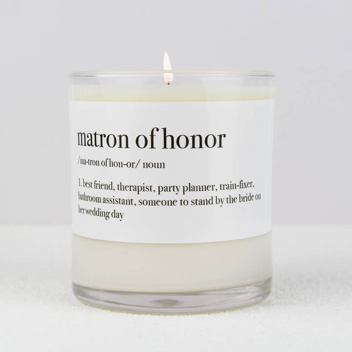 Matron of Honor Definition Soy Candle for wholesale by Aria Bella Candles