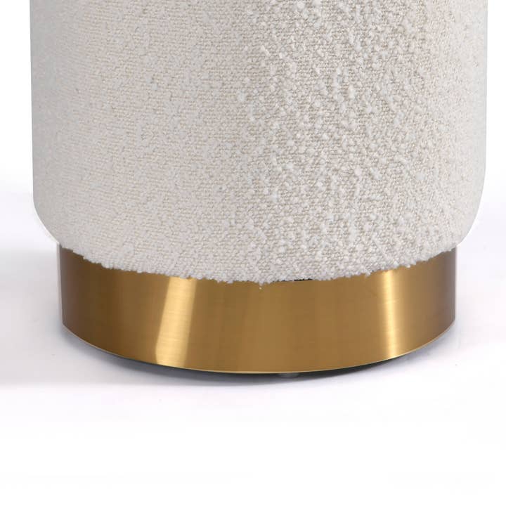 Glamour Home - Wholesale Ottoman - Bellini Boucle Round Footstool Ottoman with Golden Base2